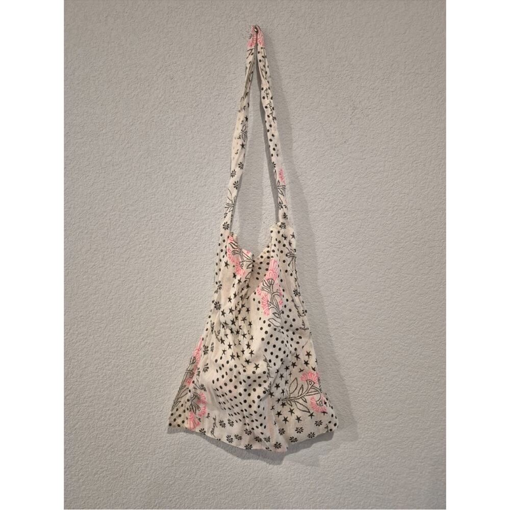 Free People gauze reusable tote bag hue Cream Pink Black - Picture 6 of 10